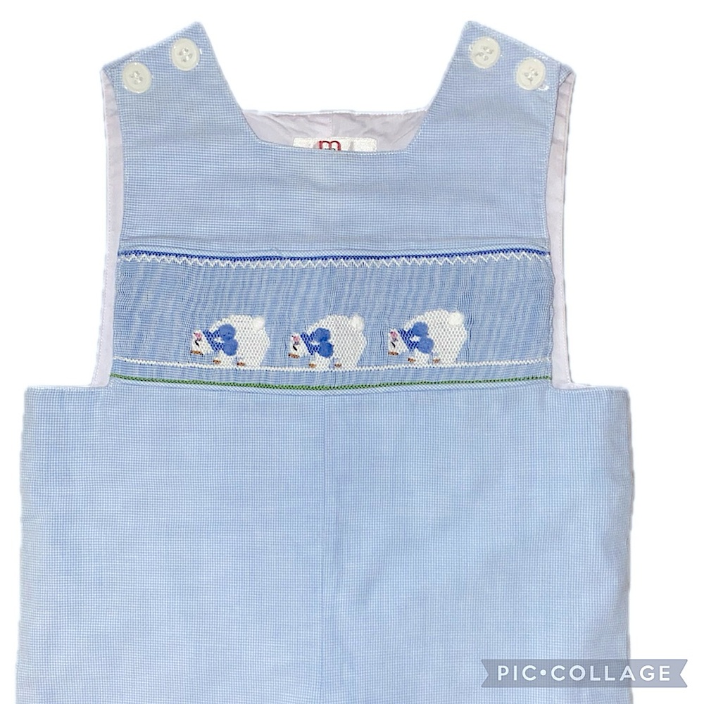 Blue Kids Sleeveless Dress with Bear Embroidery